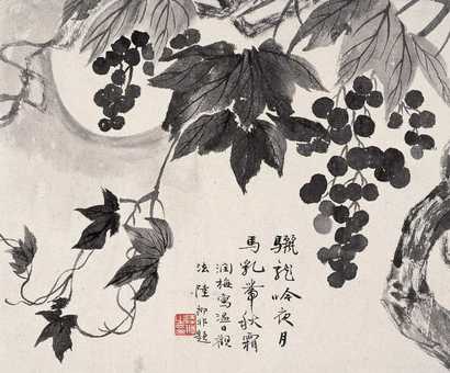 陆抑非 秋霜夜月 立轴